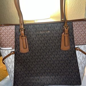 Michael Kors Brown and Tan Signature Tote Bag